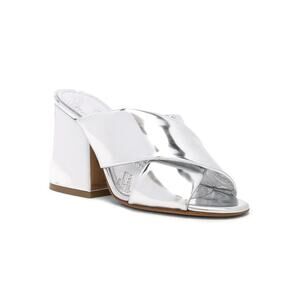 Maison Martin Margiela Shiny Silver Mule Chunky Patent Leather Heels Size 36